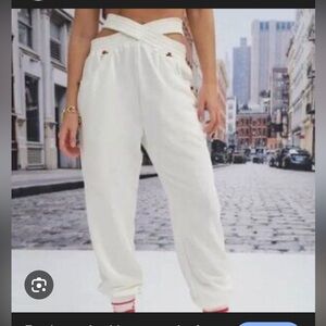 For Love And Lemons Cream Jogger with roses details